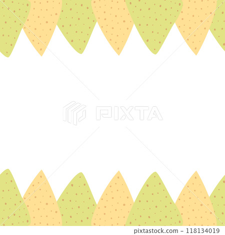 Corn and Spinach nachos in trendy soft yellow and green Top and bottom frame border Cards Template 118134019