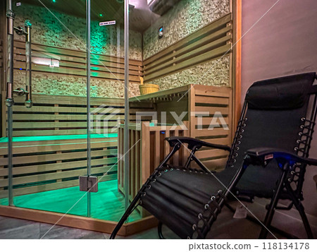 A view of a famous private sauna in Japan 118134178