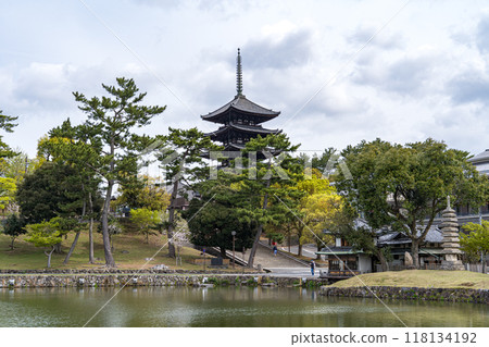 Sarusawa Pond in Nara Park and the five-story pagoda of Kofuku-ji Temple Sarusawa Pond in Nara Park and the five-story pagoda of Kofuku-ji Temple 118134192