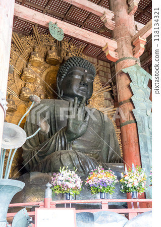 Great Buddha of the Great Buddha Hall of Todaiji Temple in Nara Prefecture, Japan 118134321