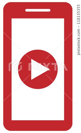 Red video playback mark on smartphone Red video playback mark on smartphone 118135355