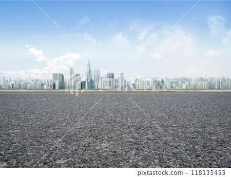 Open space or  roof top balcony with cityscape background 118135453