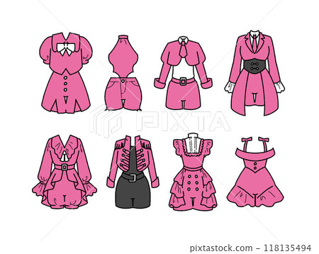 Pink idol costume illustration set 118135494