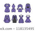 Purple idol costume illustration set 118135495