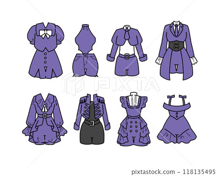 Purple idol costume illustration set 118135495