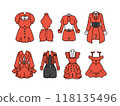 Red idol costume illustration set 118135496