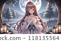 一個女孩凝視著滿月的夜晚 118135564