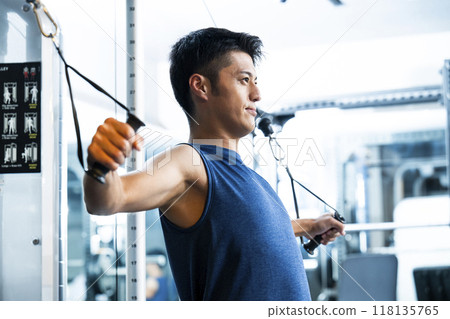 Sports gym, training gym, men, muscle training, exercise Sports gym, training gym, men, muscle training, exercise 118135765