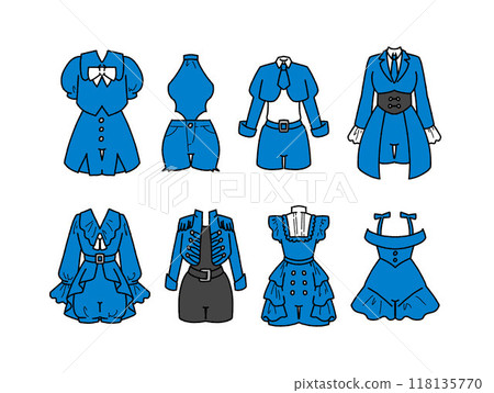 Blue idol costume illustration set 118135770