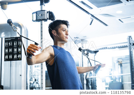 Sports gym, training gym, men, muscle training, exercise Sports gym, training gym, men, muscle training, exercise 118135798