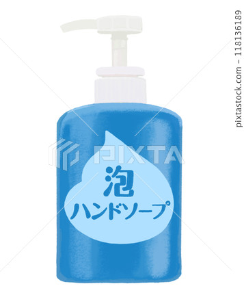 Hand soap (blue) with text Hand soap (blue) with text 118136189