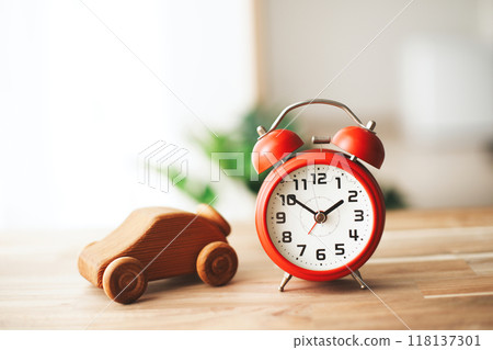 Wooden car and alarm clock Wooden car and alarm clock 118137301