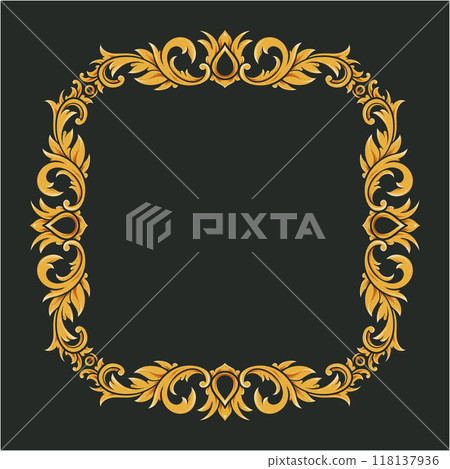 beautiful frame with a gold border engraved vintage ornamental 118137936