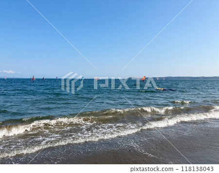 The ocean and a surfer in the distance 118138043