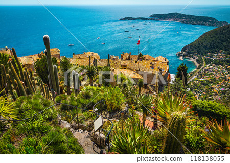 Fantastic view with Mediterranean Sea from the botanical garden, Eze Fantastic view with Mediterranean Sea from the botanical garden, Eze 118138055