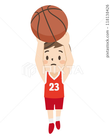 Illustration of a boy making a free throw - Basketball 118138426