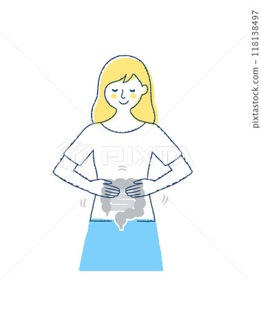 Woman doing intestinal massage 118138497