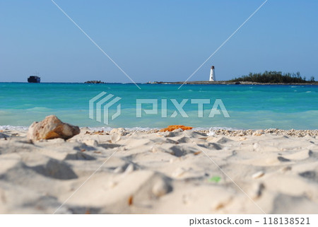 A tropical beach that is calm today 118138521