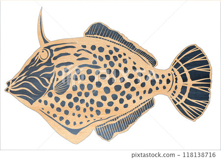 可愛的圓點圖案紅魚的剪紙插圖 118138716