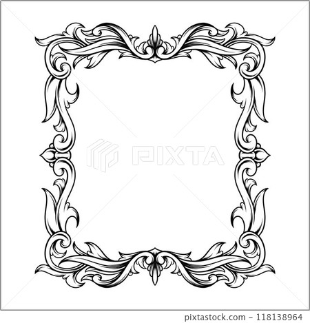 luxury black and white ornamental classic vector engraved frame 118138964