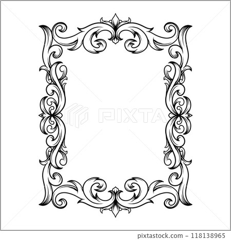 luxury black and white ornamental classic vector engraved frame luxury black and white ornamental classic vector engraved frame 118138965
