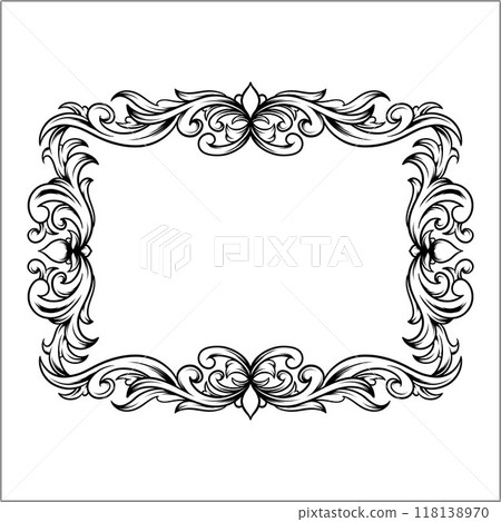 luxury black and white frame with a engraved floral design vintage luxury black and white frame with a engraved floral design vintage 118138970