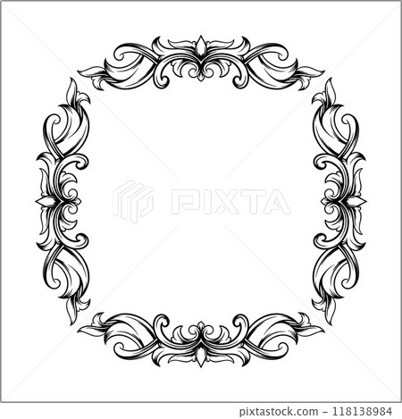 vintage engraved ornament frame with a flowery design vintage engraved ornament frame with a flowery design 118138984