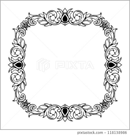 vintage engraved ornament frame with a flowery design vintage engraved ornament frame with a flowery design 118138986