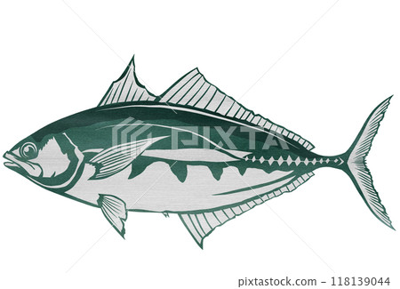 條紋竹莢魚的剪紙插圖，作為生魚片吃很美味 118139044