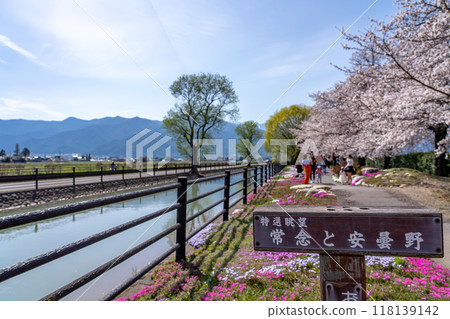 長野縣安曇野市，農民建造的春灌堰和Jonendake 118139142