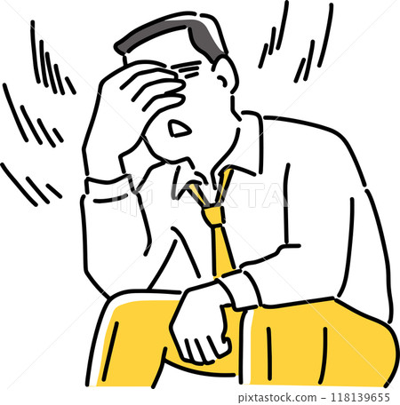 一名憂心忡忡的男員工抱著頭 一名憂心忡忡的男員工抱著頭 118139655