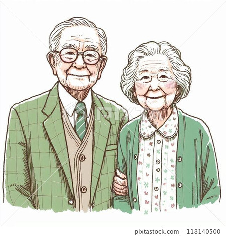 Senior couple cuddling with a smile Senior couple cuddling with a smile 118140500