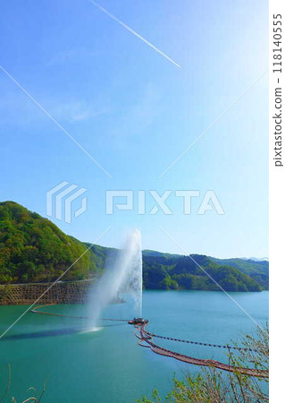 Sagae Dam Gassan Lake Large Fountain Gassan Nishikawa Town 118140555