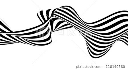 black and white wavy stripes design. Vector illustration 118140580
