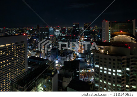 Night view from a beautiful room at Osaka Station Hotel, located in JP Tower Osaka (KITTE Osaka), directly connected to the west exit of Osaka Station. Night view from a beautiful room at Osaka Station Hotel, located in JP Tower Osaka (KITTE Osaka), directly connected to the west exit of Osaka Station. 118140632