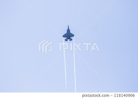 A close-up shot of an F-35 stealth fighter jet in flight A close-up shot of an F-35 stealth fighter jet in flight 118140906