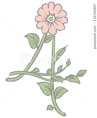 Design typeface numbers with elegant flowers. "Four". Vector material. Design typeface numbers with elegant flowers. "Four". Vector material. 118140997