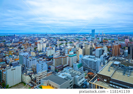 View of the Toki Messe and Bandaijima Building district from the NEXT21 observation deck View of the Toki Messe and Bandaijima Building district from the NEXT21 observation deck 118141139