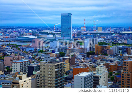 View of the Toki Messe and Bandaijima Building district from the NEXT21 observation deck 118141140
