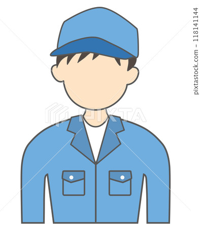 穿著工作服、戴著帽子的不露面男工人的插圖 118141144