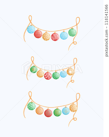 Handcrafted Watercolor Ornaments Perfect for Holiday Season Designs 118141566