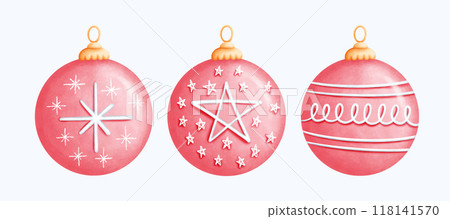 Handcrafted Watercolor red Ornaments Perfect for Holiday Season Designs 118141570