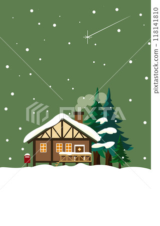 下雪的冬天房子的插圖 118141810