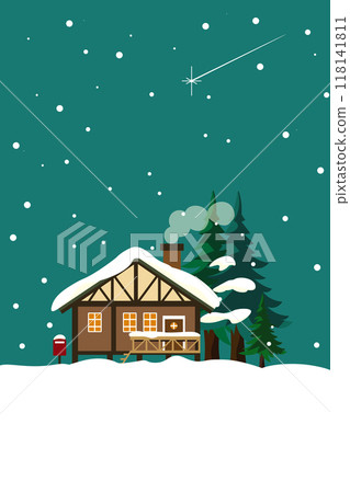 Snowing house illustration Snowing house illustration 118141811