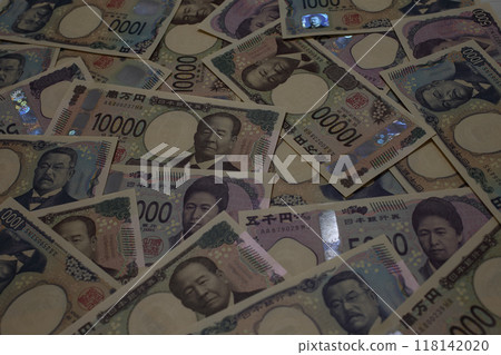 Japanese yen banknotes negative image Japanese yen banknotes negative image 118142020