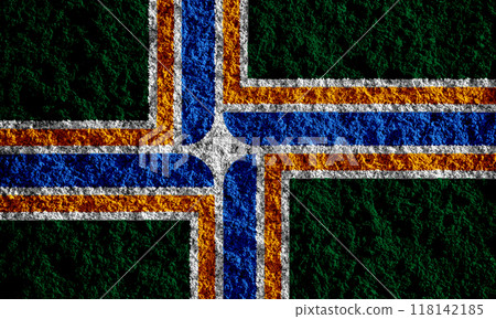 Flag of the city of Portland, Oregon, USA on a textured background. Conceptual collage Flag of the city of Portland, Oregon, USA on a textured background. Conceptual collage 118142185