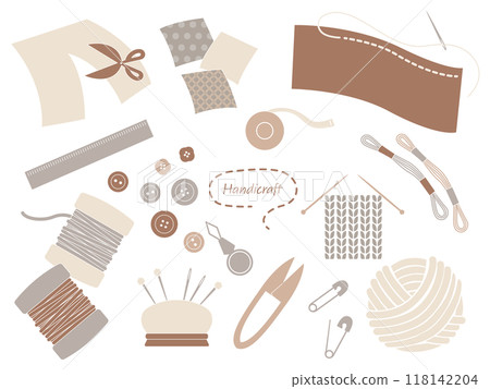 手工藝品中使用的插圖集工具，平靜的色彩 118142204