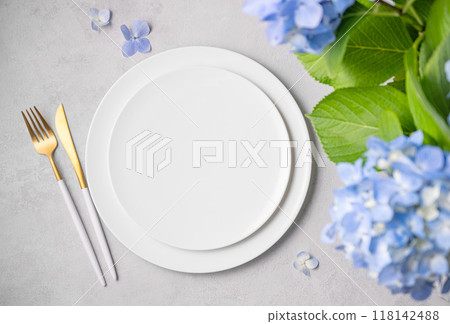 Festive table setting for spring celebration of women's day, birthday or mother's day  118142488