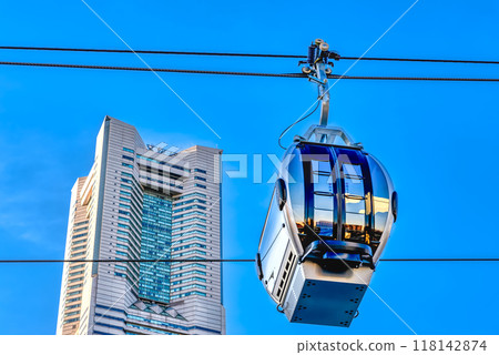 櫻木町、橫濱索道和地標塔的城市景觀 118142874