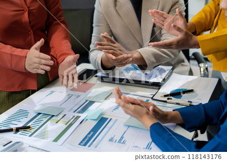 Applause, Business team shake hands confidently professional investor working with new startup project at an office meeting. Applause, Business team shake hands confidently professional investor working with new startup project at an office meeting. 118143176